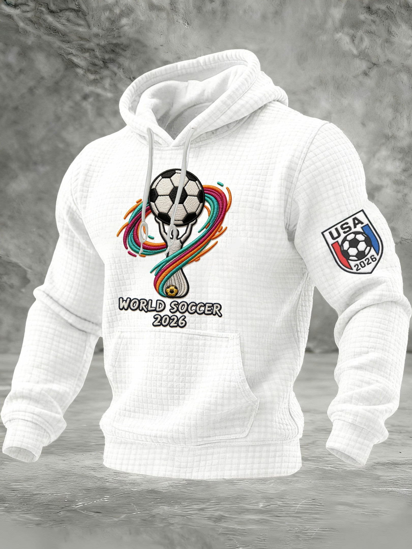 USA Soccer FIFA 2026 World Cup Waffle Hoodie Game Day Clothing Soccer Lovers Gifts Men's
