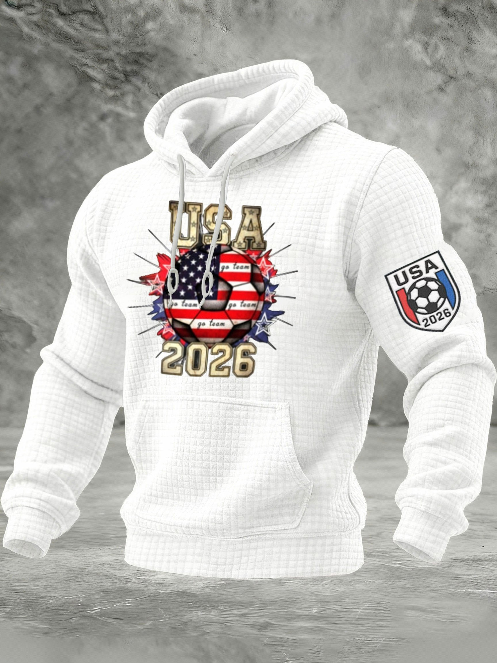 USA Soccer FIFA 2026 World Cup Waffle Hoodie Soccer Lovers Game Day Clothing