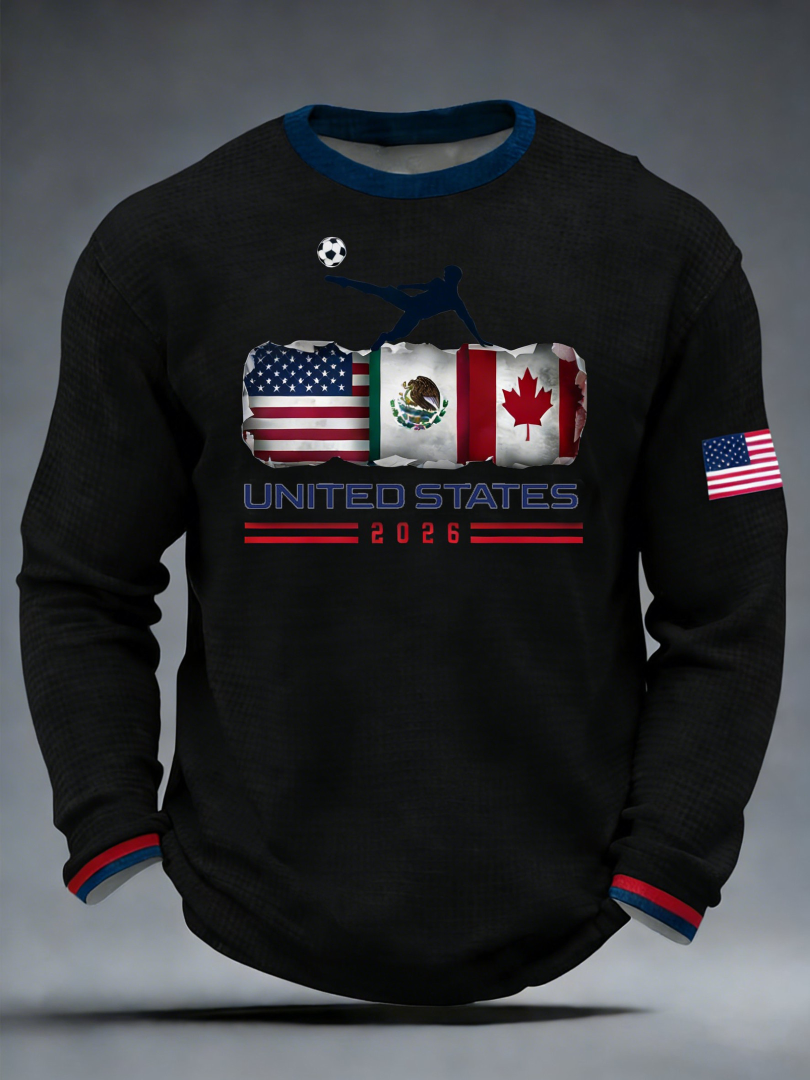 USA Soccer FIFA 2026 World Cup Waffle Long Sleeve Shirt Game Day Gifts For USA Soccer Fans