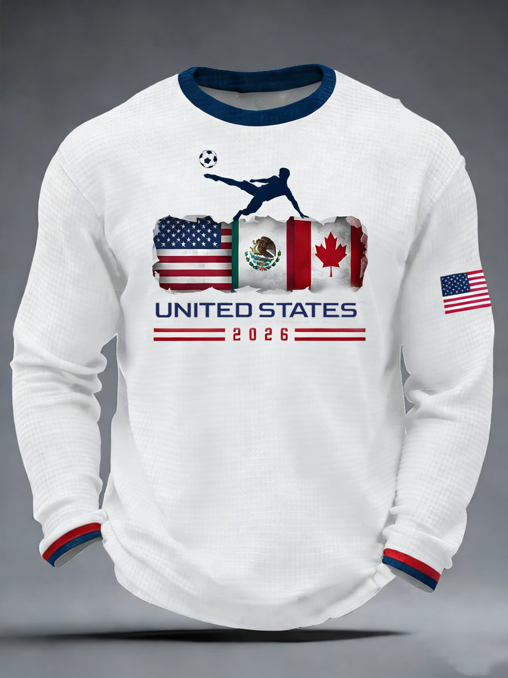 USA Soccer FIFA 2026 World Cup Waffle Long Sleeve Shirt Game Day Gifts For USA Soccer Fans