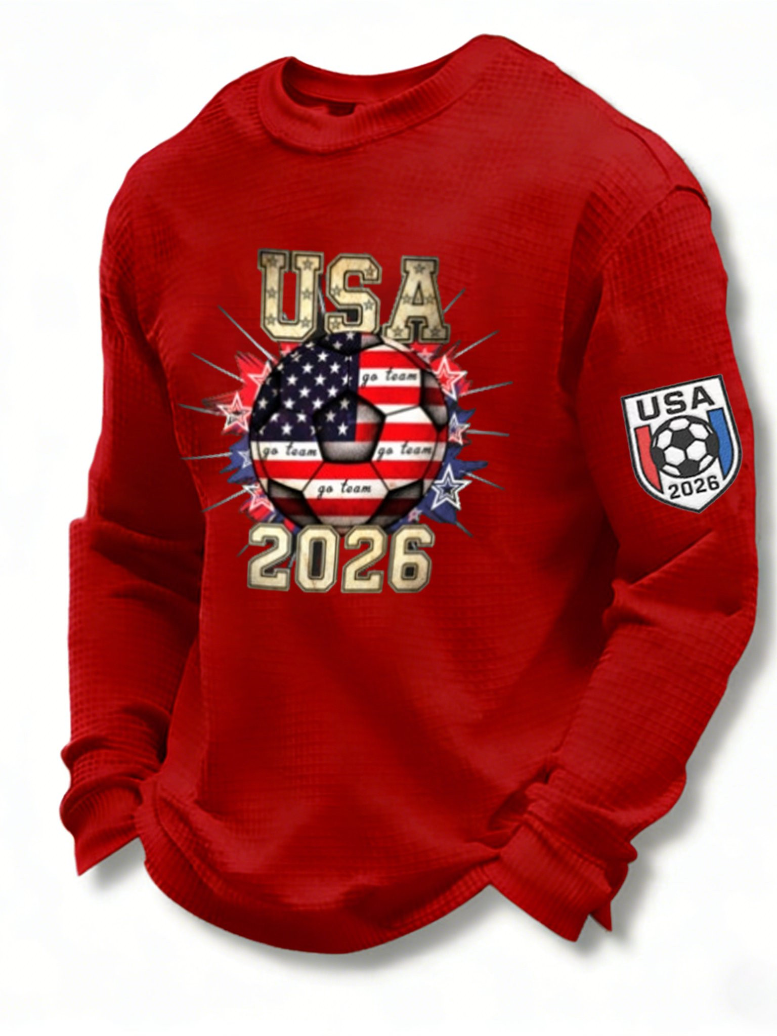USA Soccer FIFA 2026 World Cup Waffle Long Sleeve Shirt Soccer Lovers Game Day Apparel