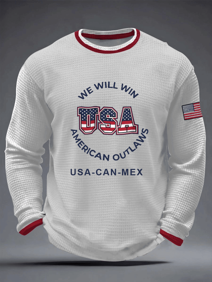 USA Soccer FIFA 2026 World Cup Waffle Long Sleeve T-Shirt We Will Win American Outlaws Shirt