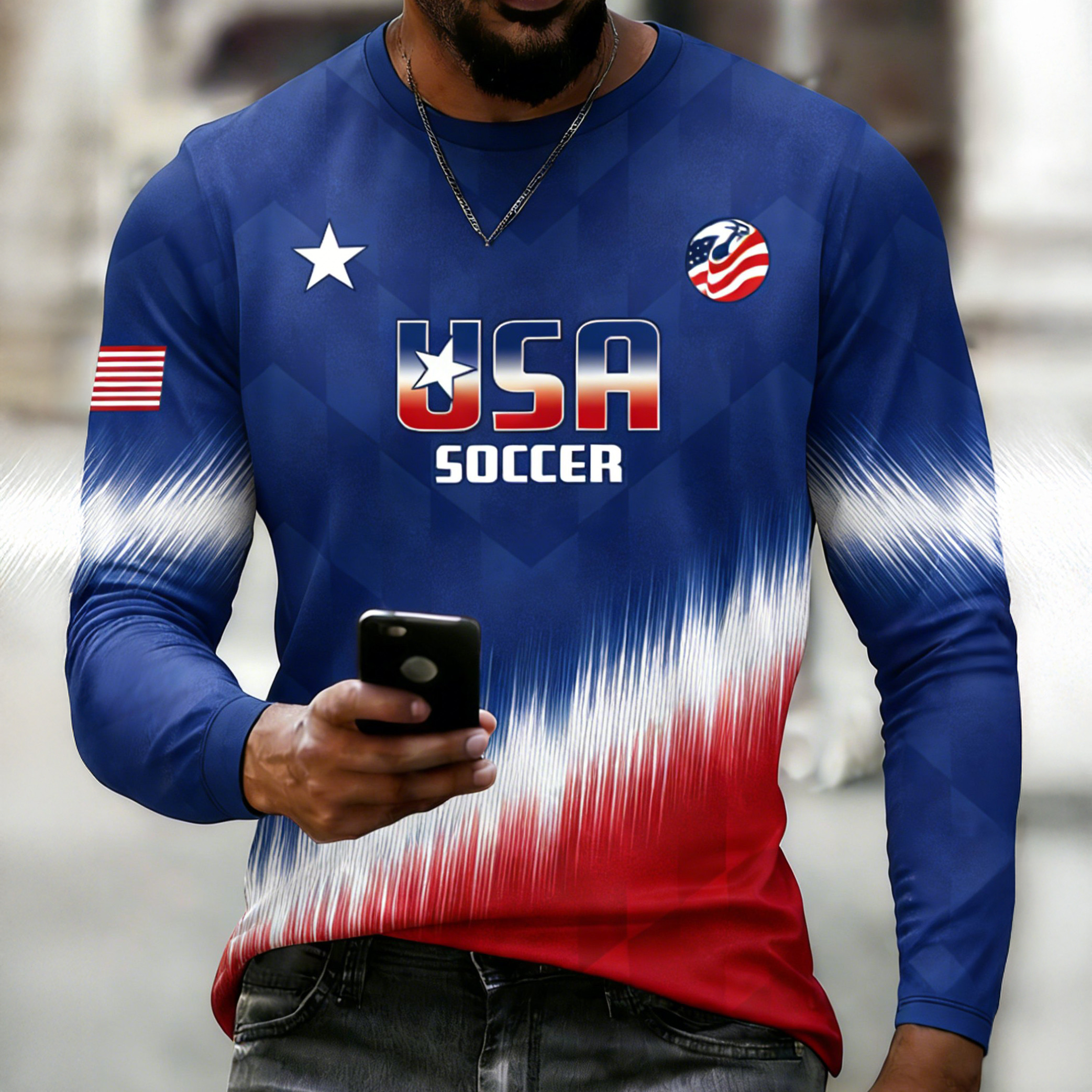 USA Soccer FIFA Club World Cup Bracket Long Sleeve Shirt Soccer Fan Apparel Father's Day Gift