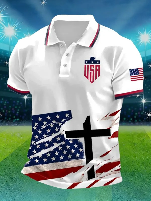 USA Soccer Polo Shirt World Cup 2026 Patriotic Cross Fan Gear Gift For Football Supporters