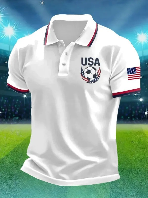 USA Soccer Polo Shirt World Cup 2026 Winged Ball Fan Gear Gift For American Football Fans