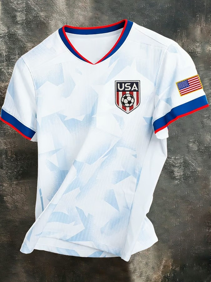 USA Soccer V-Neck Shirt FIFA World Cup 2026 Geometric Fan Gear Womens Shirts Gift Ideas