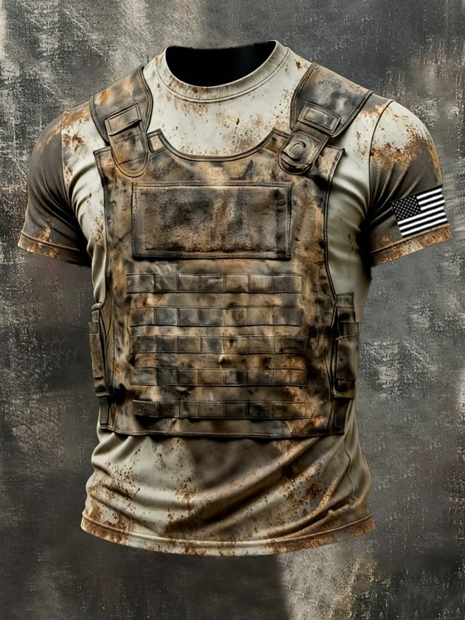 USA Tactical Combat T-Shirt Military-Inspired With Armor Clothes Gift Ideas For Patriotic