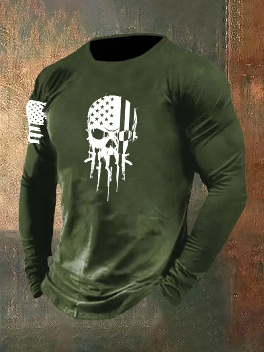 USA Veteran Skull Guns Long Sleeve Shirt Proud Veteran Best Patriotic Military Shirt