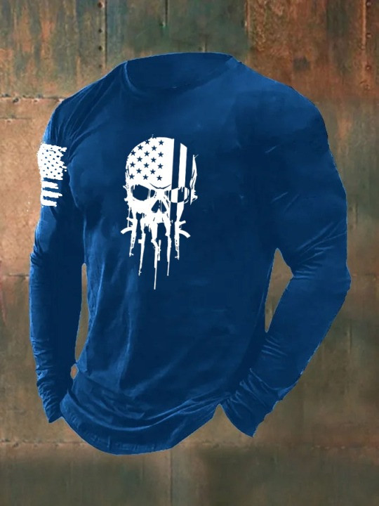 USA Veteran Skull Guns Long Sleeve Shirt Proud Veteran Best Patriotic Military Shirt
