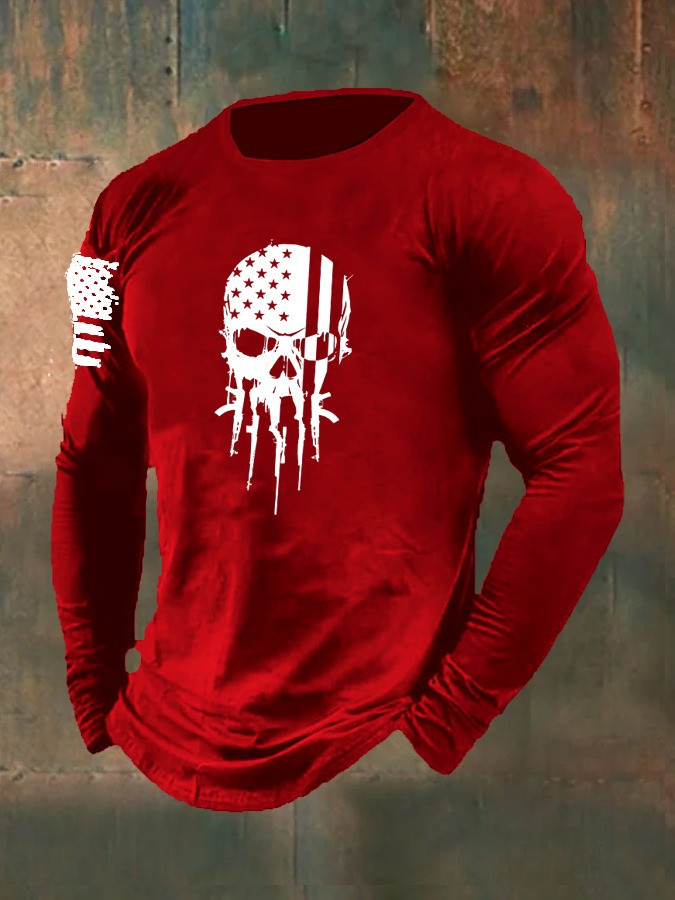 USA Veteran Skull Guns Long Sleeve Shirt Proud Veteran Best Patriotic Military Shirt