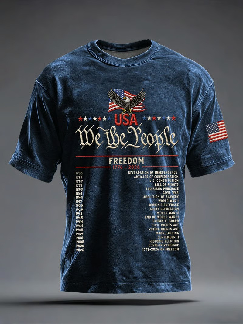 USA We The People Freedom T-Shirt 1776 2026 American History Apparel Patriotic Eagle Shirt