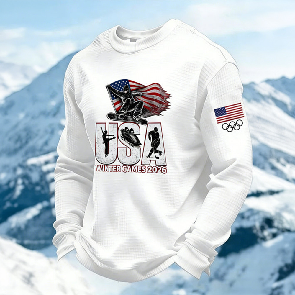 USA Winter Game 2026 Long Sleeve Shirt Milano Cortina 2026 Olympic Clothing Fan Gear