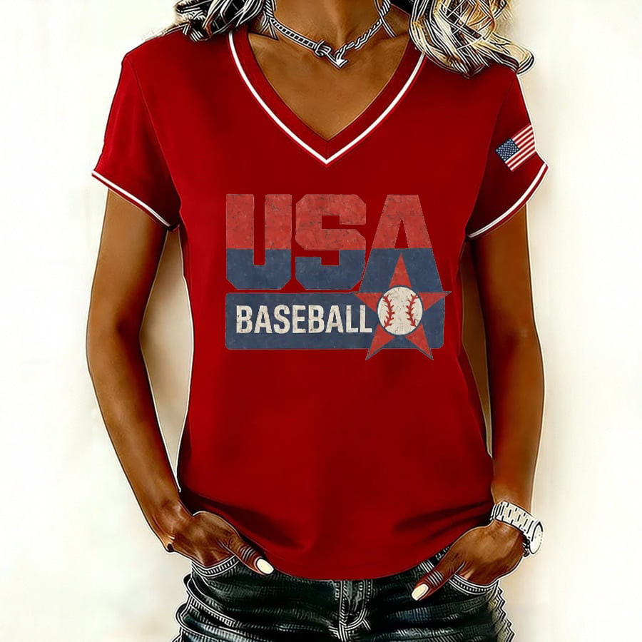 USA World Baseball Classic 2026 V-Neck Shirt Team USA Baseball Score Merch Game Day Gift