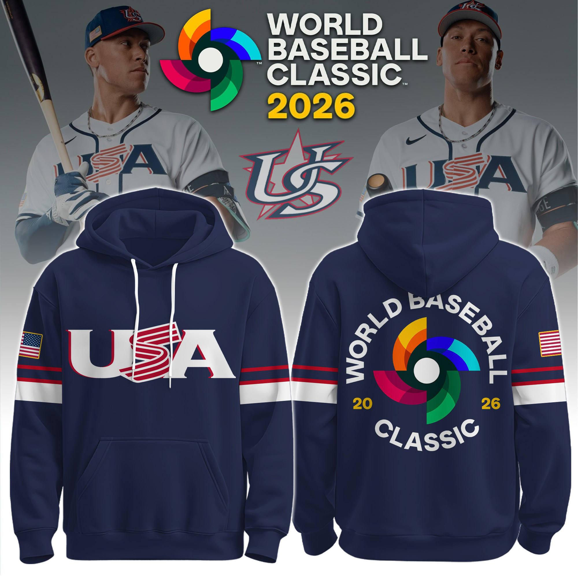 USA World Baseball Classic Hoodie American Flag Baseball Merch Team USA Fan Gift