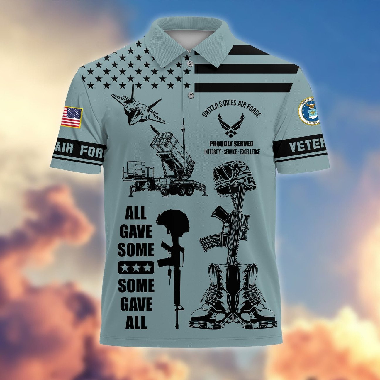 USAF Air Force Army All Gave Some Proudly Served Polo Shirt Perfect Gift For Dad and Husband on Veterans Day