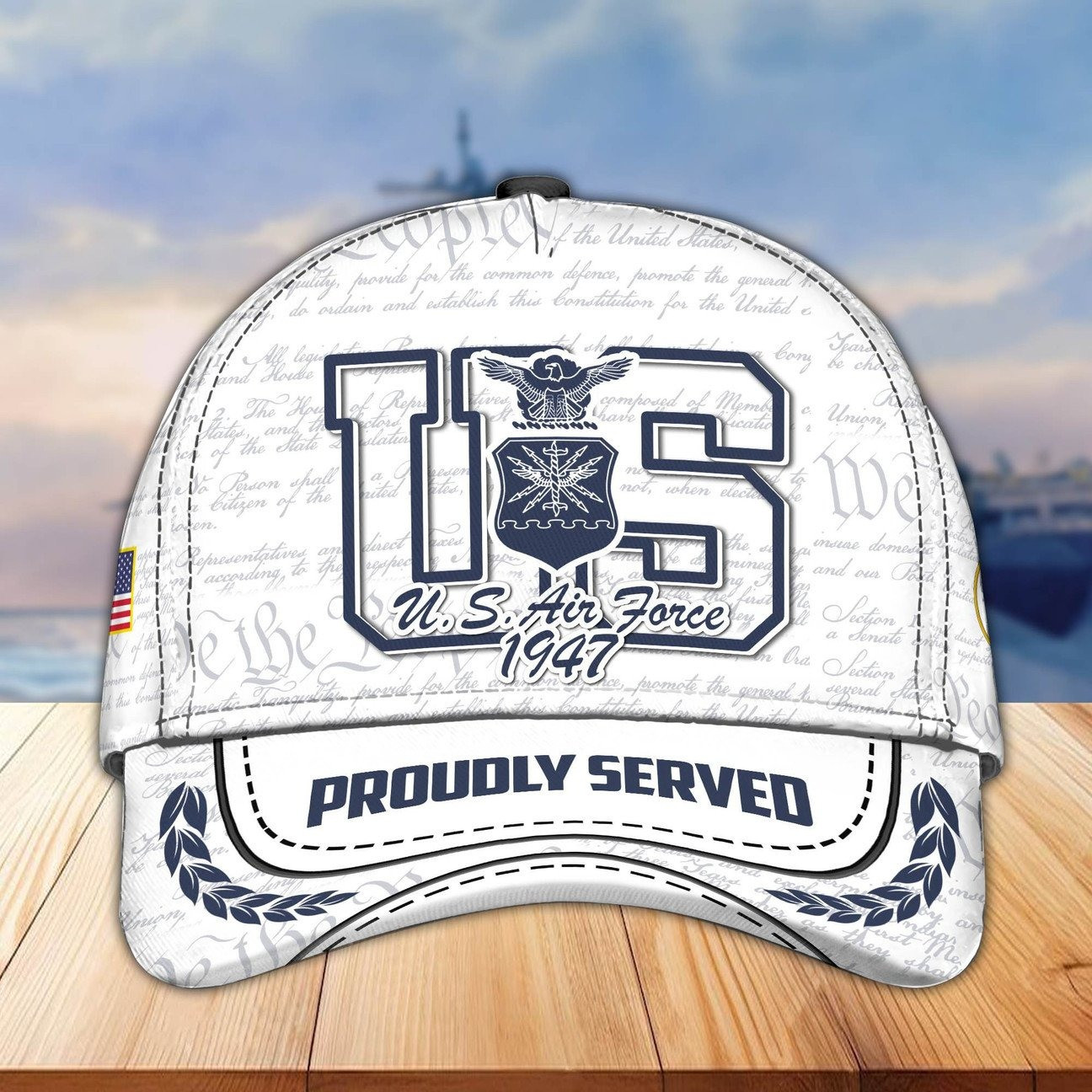 USAF Air Force Veteran We The People Cap White Proudly Served Hat Gift for Father