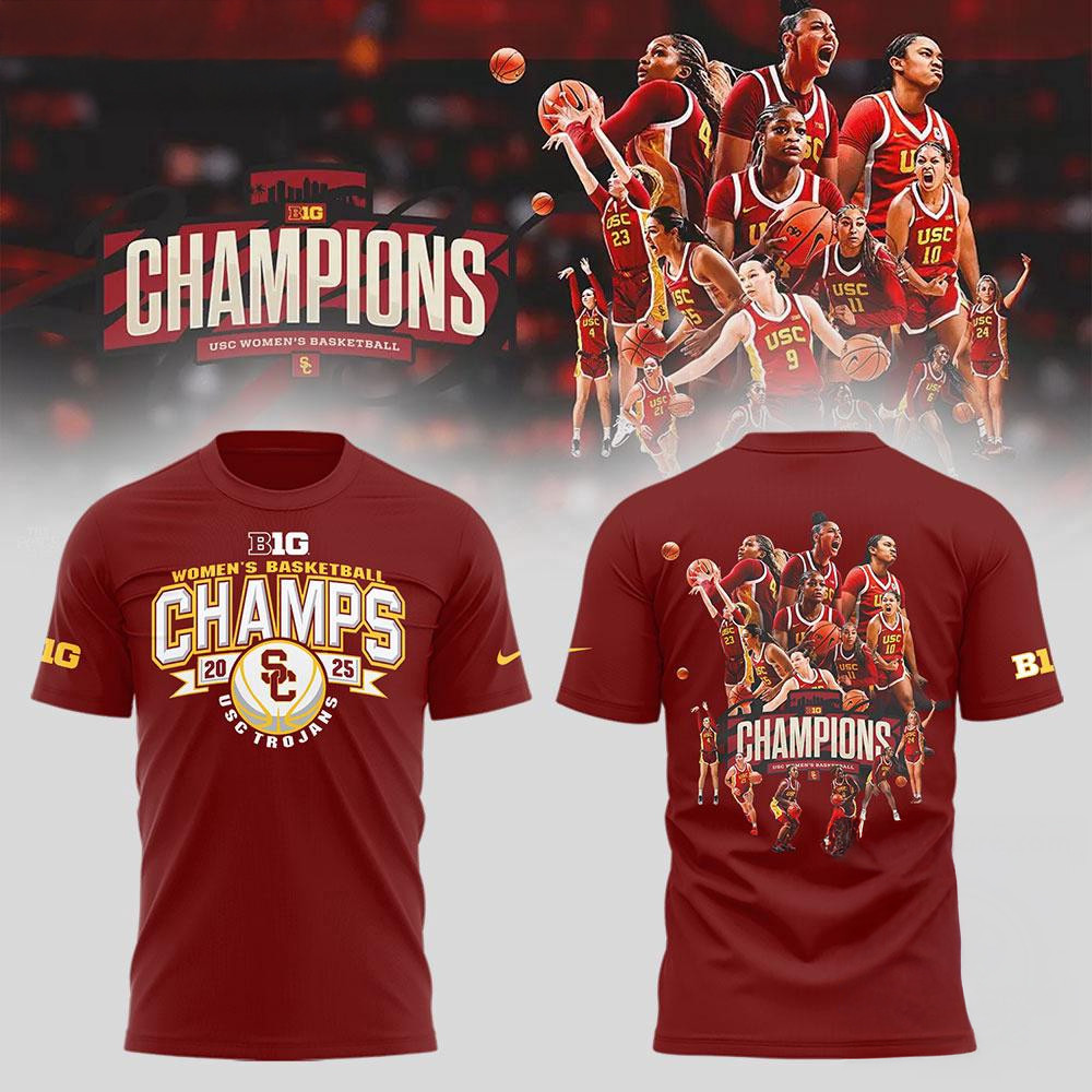 USC Trojans Women's Basketball 2025 Champions Team Graphics Design Red Shirt Fan Gifts