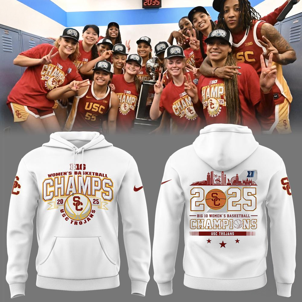 USC Trojans Women's Basketball 2025 Champions White Hoodie Great Gifts For Basketball Fans