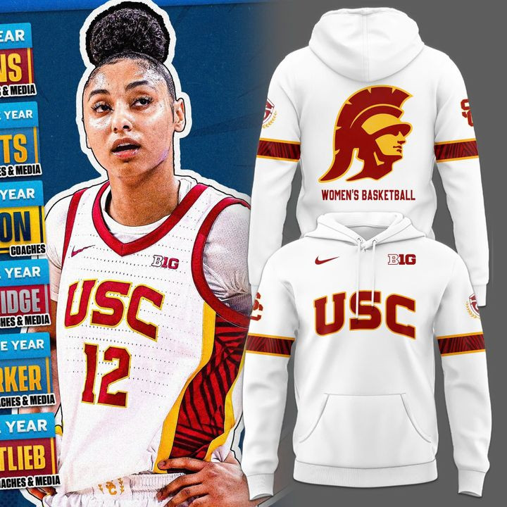 USC Trojans Women's Basketball 2025 Hoodie White Red New Big Ten Uniform Fan Apparel