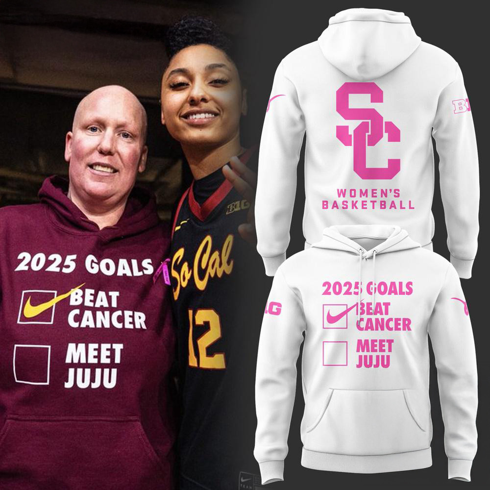 USC Trojans Women's Basketball Beat Cancer White Hoodie Basketball Lovers Gifts