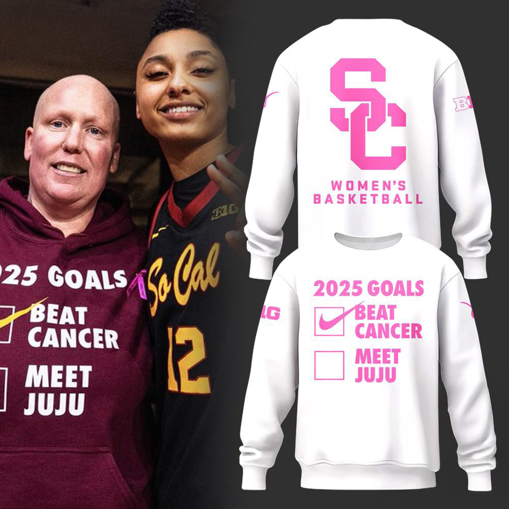 USC Trojans Women's Basketball Beat Cancer White Sweatshirt Basketball Lovers Gifts
