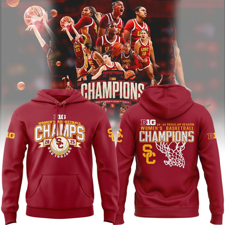 USC Trojans Women's Basketball Champions 2025 Hoodie Big 24-25 Regular Season Merch