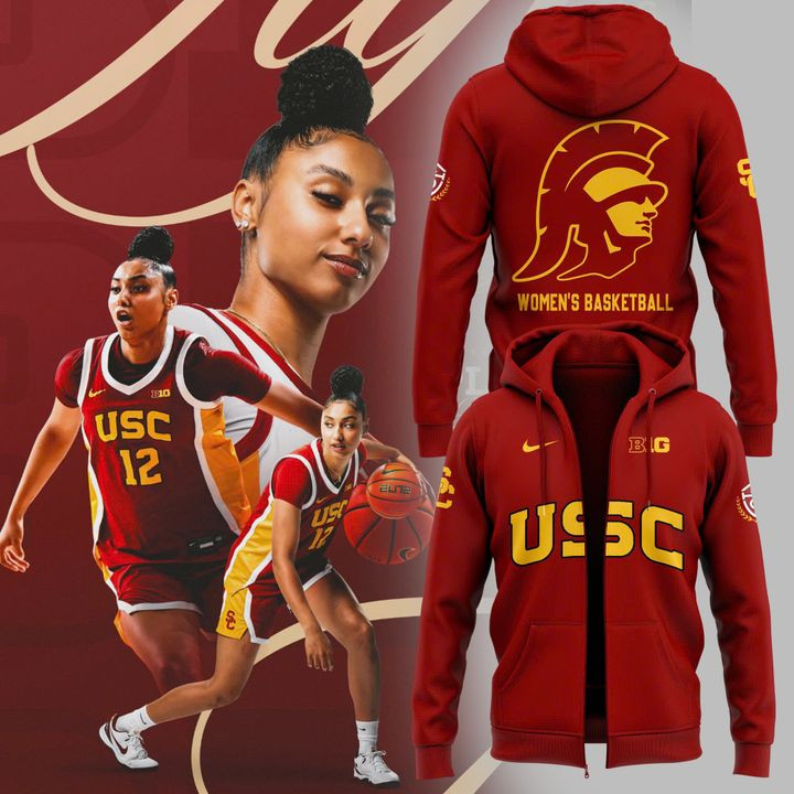 USC Trojans Women's Basketball Zip Hoodie Red Special New Big Ten Uniform 2025 Fan Merch