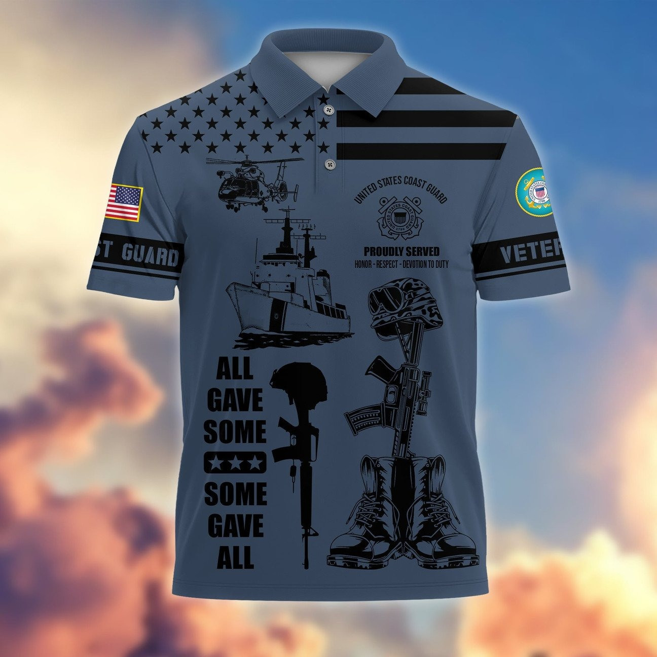 USCG Coast Guard Army All Gave Some Proudly Served Polo Shirt Perfect Gift For Dad and Husband on Veterans Day
