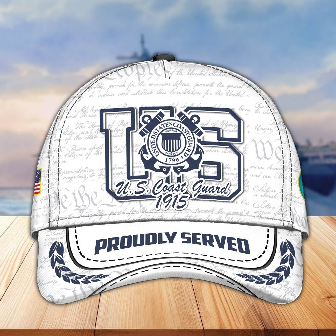 USCG Coast Guard Veteran We The People Cap White Proudly Served Hat Gift for Father