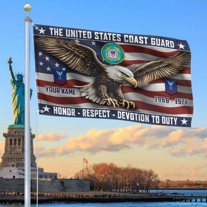 USCG Custom Grommet Flag Best Gifts for Coast Guard Veteran and Father for Veterans Day and Armed Forces Day