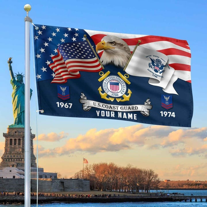 USCG Grommet Custom Flag Gift for Coast Guard Veteran Best Gift for Father Armed Forces Day Veterans Day
