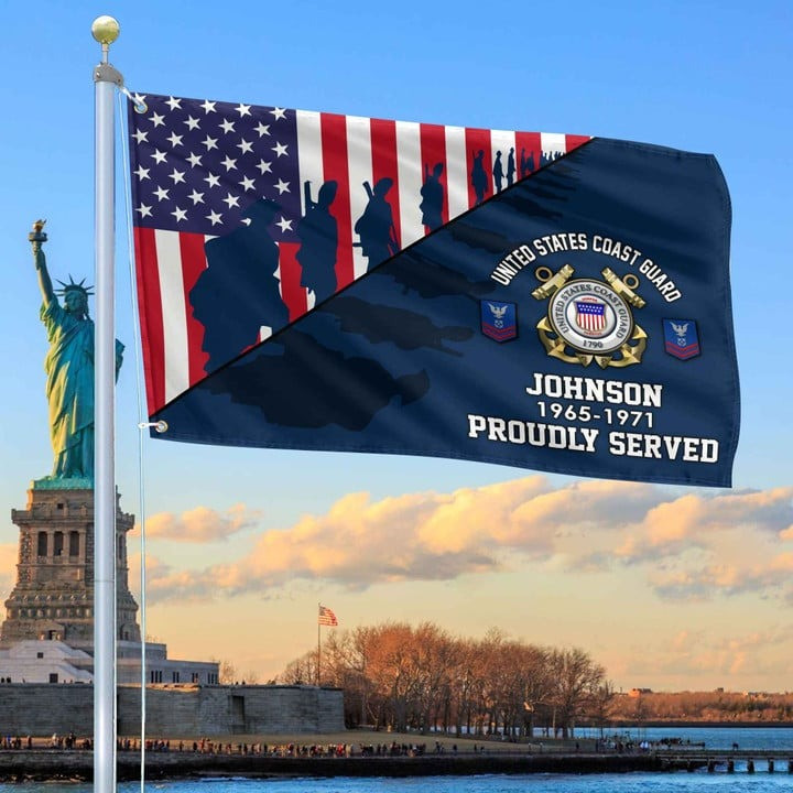 USCG Grommet Custom Flag Gift for Coast Guard Veteran Dad and Husband Armed Forces Day Veterans Day