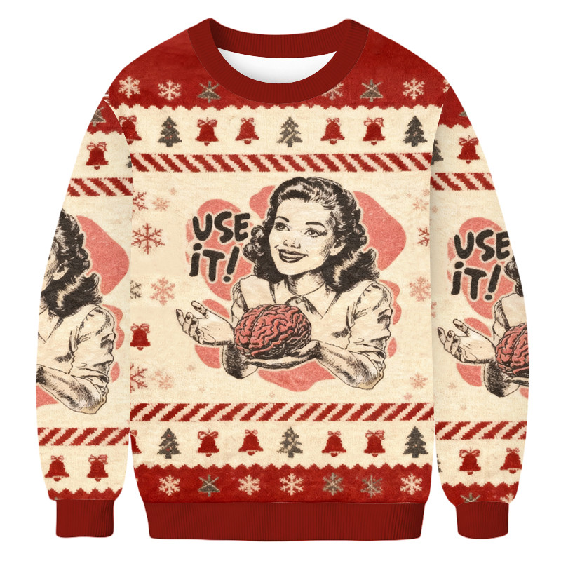 Use Your Brain Christmas Ugly Sweater Xmas Clothing Christmas Gifts For Her