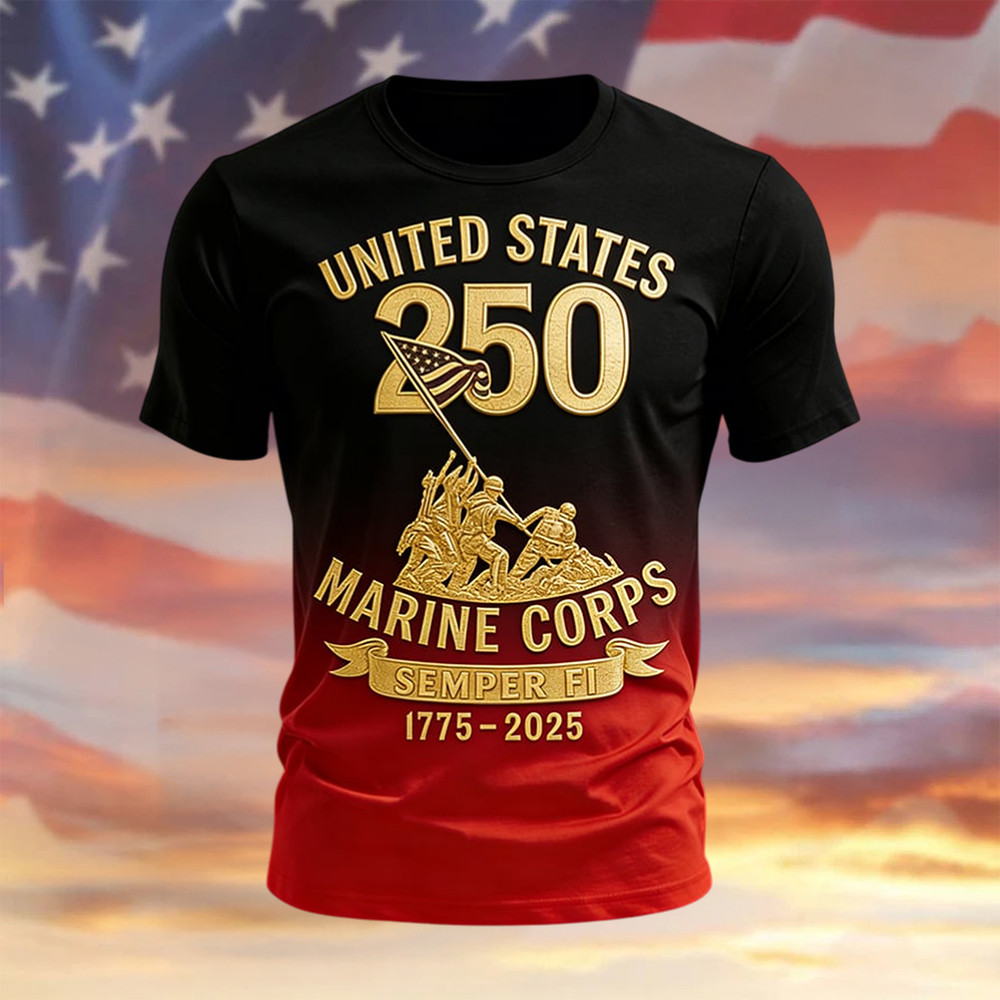 USMC 250 Years 1775 2025 T-Shirt Marine Corps Clothes Gift For Retired Veterans