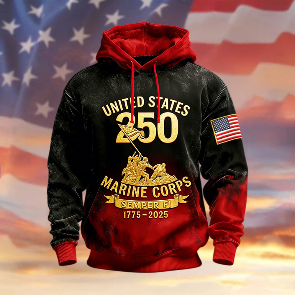 USMC 250Th Anniversary 1776 2026 Hoodie Semper Fi Apparel USMC Gift For Boyfriend