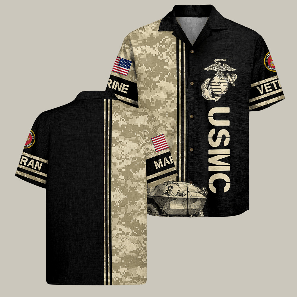 USMC 250Th Anniversary Camo Hawaiian Shirt Semper Fidelis Veteran Merch Veteran Gifts