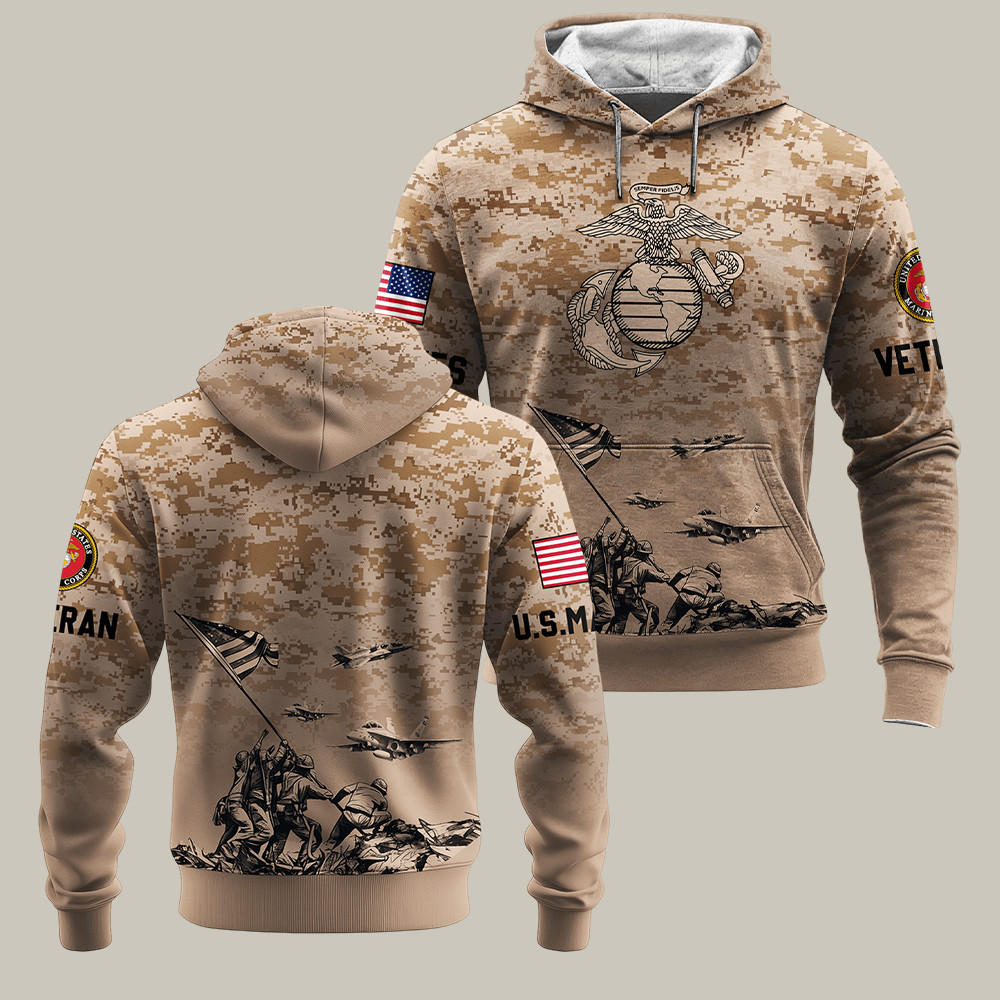 USMC 250Th Anniversary Camo Hoodie Once A Marine Always A Marine USMC Retirement Gifts