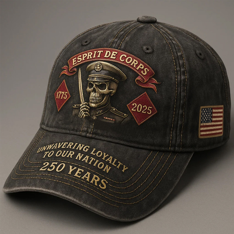 USMC 250th Anniversary Hat Esprit De Corps American Flag Cap Gifts For Marines Veterans