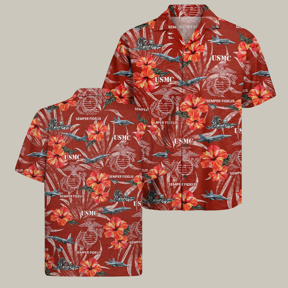 USMC 250th Anniversary Hawaiian Shirt Semper Fi Patriot Gear Military Themed Gifts