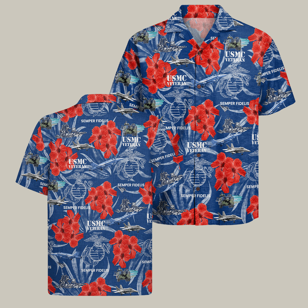 USMC 250th Anniversary Hawaiian Shirt Semper Fidelis Patriot Gear Veteran Gifts For Him