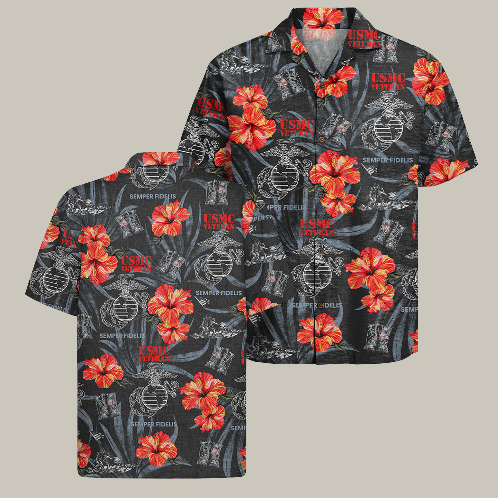 USMC 250th Anniversary Hawaiian Shirt Semper Fidelis Veteran Merch Gifts
