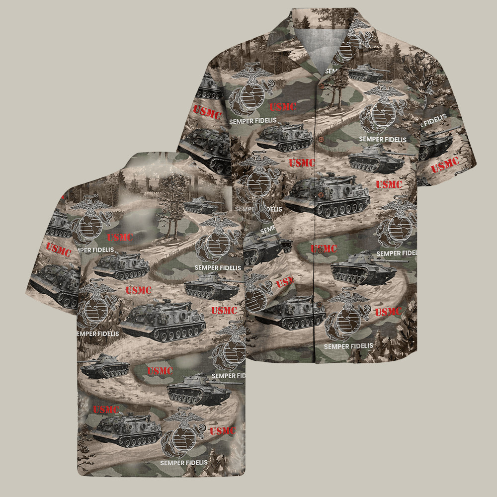 USMC 250Th Anniversary Hawaiian Shirt Semper Fidelis Veteran Merch Marine Corps Birthday Gifts