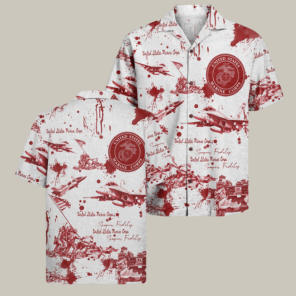USMC 250th Anniversary Hawaiian Shirt Semper Fidelis Veteran Merch Usmc Gift For Him
