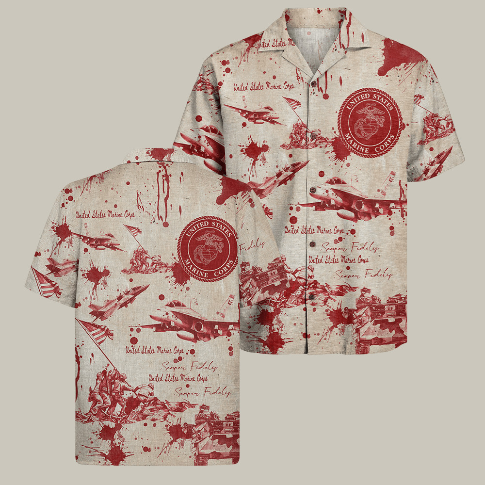 USMC 250th Anniversary Hawaiian Shirt Semper Fidelis Veteran Merch Usmc Gift Ideas