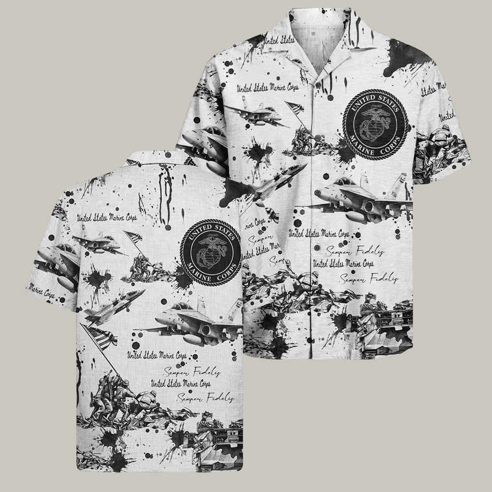 USMC 250th Anniversary Hawaiian Shirt Semper Fidelis Veteran Merch Usmc Veteran Gifts