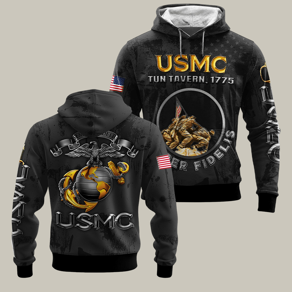 USMC 250Th Anniversary Hoodie Tun Tavern 1775 Semper Fidelis Veteran Clothing Gift Ideas