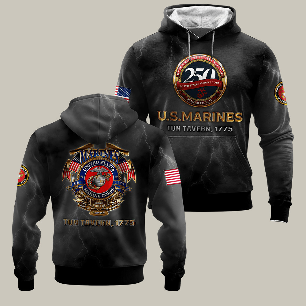 USMC 250Th Anniversary Hoodie Tun Tavern US Marines Merch Gifts For Us Marines
