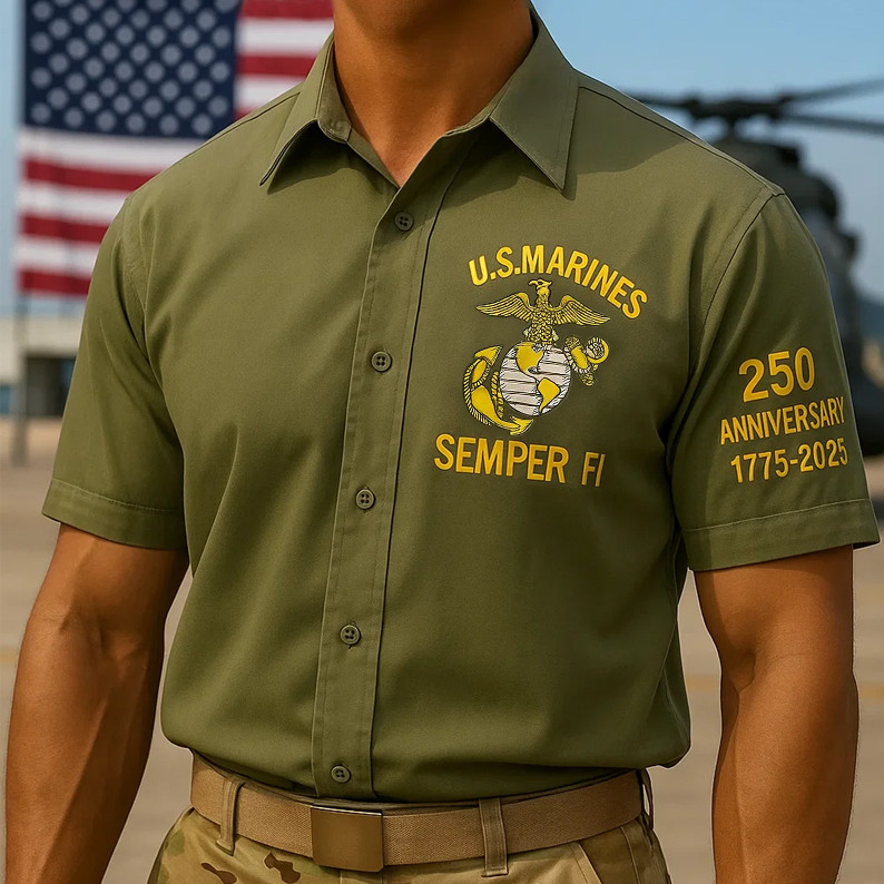 USMC 250th Anniversary Marine Corps 1775 2025 Hawaiian Shirt Proud USMC Patriotic Gifts