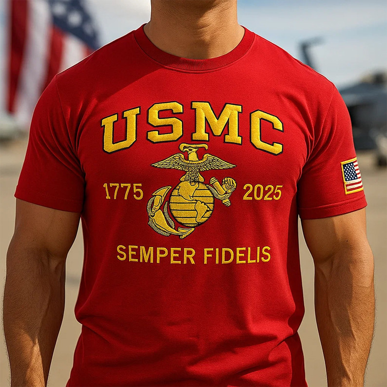 USMC 250th Anniversary Marine Corps Shirt Proud Military Marines T-Shirt Gifts For Him