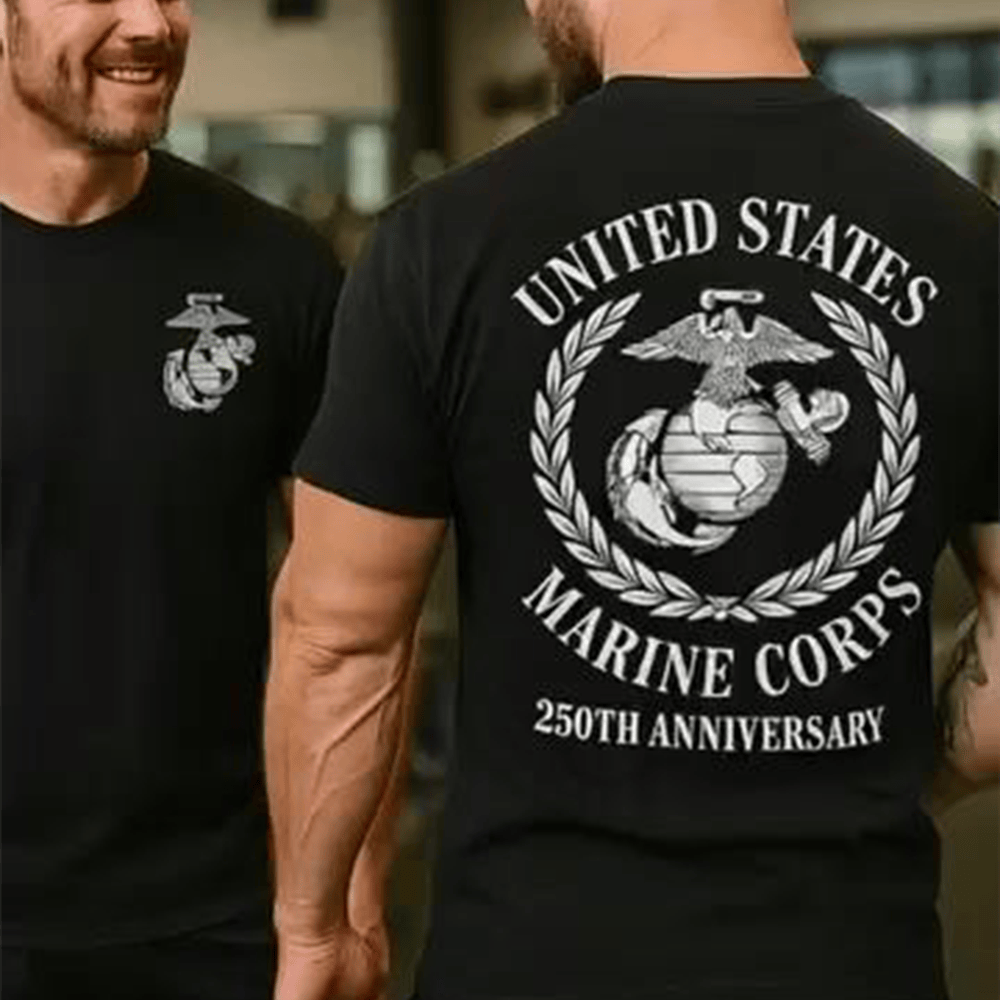USMC 250th Anniversary Pattern T-Shirt Proud Marines Patriotic Shirt Usmc Gift